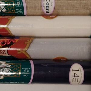 X-stitch Fabric Roll Set - Tan, White, Dark blue. Soft Grey